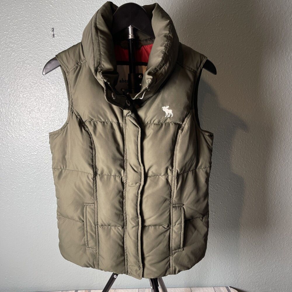 Abercrombie Kids Youth XL Down, Feather Sleeveless Puffer Vest Olive Green